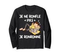 Je Ne Ronfle Pas Cadeau Tee Shirt Pyjama Humour Chat Sieste Manche Longue