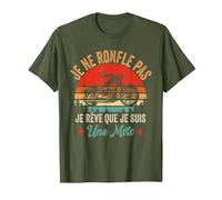 Je Ne Ronfle Pas Je Rêve Que Je suis Une Moto Vintage Motard T-Shirt, Homme, Olive, L