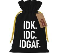 Je ne sais pas, je m'en fiche, je m'en fiche. Sac en toile de jute réutilisable avec cordon de serrage pour Noël et les cadeaux de fête.