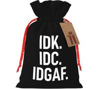Je ne sais pas, je m'en fiche, je m'en fiche. Sac en toile de jute réutilisable avec cordon de serrage pour Noël et les cadeaux de fête.