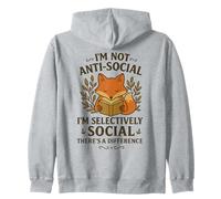 Je ne suis Pas Antisocial de manière sélective en Train de Lire des Livres sur Social Fox Sweat à Capuche