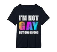 Je ne suis Pas Gay mais 50$ C'est 50$ T-Shirt, Femme Grandes Tailles, Noir, 5X
