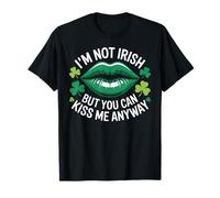 Je ne suis Pas Irlandais mais tu Peux m'embrasser Quand même, trèfle, lèvres Vertes T-Shirt