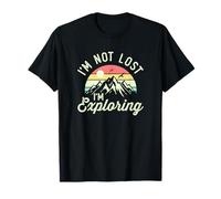 Je ne suis Pas Perdu, Je suis en Train d'explorer Camping Randonnée Vintage Sunset T-Shirt