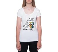 Je Ne suis Pas Responsable De Ce Que Fait Mon Visage T-Shirt À Manches Courtes À Col Rond Blanc pour Femme T-Shirt Short Sleeve White Crewneck Tee for Women