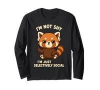 Je ne suis Pas timide, Je suis Juste Un Panda Roux sélectivement Social Manche Longue
