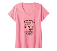 Je ne suis Pas Toujours Intelligente, Parfois Je Dors (drôle de Cerveau) T-Shirt avec Col en V, Femme, Rose, XL