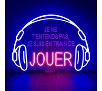 Je Ne T'entends Pas,Je Suis En Train De Jouer Neon Mural Décorations,Gaming Enseigne Lumineuse pour Salle de Jeux Bar Club Party Fête,Jeux LED Neon Cadeau pour Gamer Ado USB Powered（15.8"*11.8"）