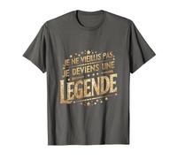 Je ne vieillis Pas Je deviens Une légende Humour T-Shirt, Homme, Asphalte, 6XL