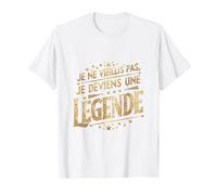 Je ne vieillis Pas Je deviens Une légende Humour T-Shirt, Homme, Blanc, XL