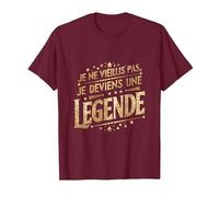 Je ne vieillis Pas Je deviens Une légende Humour T-Shirt, Homme, Marron, L