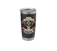 Je Ne Vieillis Pas Je Prends De La Valeur Biker Crâne Roses Gobelet isotherme en acier inoxydable double paroi