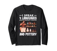 Je Parle 4 Langues : Anglais, poterie, blasphème, Sarcasme Manche Longue