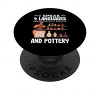 Je Parle 4 Langues : Anglais, poterie, blasphème, Sarcasme PopSockets PopGrip Adhésif