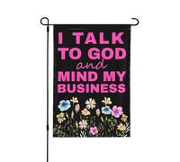 Je parle à Dieu et je m'occupe de mes affaires - Drapeau chrétien humoristique 30 x 45 cm, bannière double face pour jardin, terrasse ou cour (sans mât)
