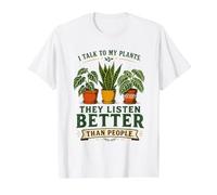 Je Parle à Mes Plantes Un passionné de Plantes de Jardinage Amusant T-Shirt Graphique avec Valeur, Homme, Blanc, XL