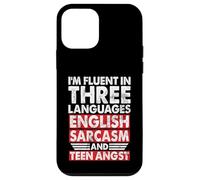 Je Parle couramment Trois Langues Anglais Sarcasme et angoisse Adolescente Coque pour iPhone 12 Mini