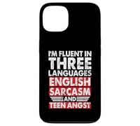 Je Parle couramment Trois Langues Anglais Sarcasme et angoisse Adolescente Coque pour iPhone 13
