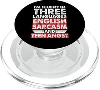 Je Parle couramment Trois Langues Anglais Sarcasme et angoisse Adolescente PopSockets PopGrip pour MagSafe