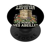 Je Pense à Mes Abeilles Apiculteur Apiculture apicole Drôle PopSockets PopGrip Adhésif