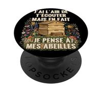 Je Pense à Mes Abeilles Apiculteur Apiculture apicole Drôle PopSockets PopGrip Adhésif