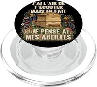 Je Pense à Mes Abeilles Apiculteur Apiculture apicole Drôle PopSockets PopGrip pour MagSafe