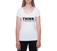 Je Pense Que Ce n'est Pas Illégal T-Shirt À Manches Courtes À Col Rond Blanc pour Femme T-Shirt Short Sleeve White Crewneck Tee for Women