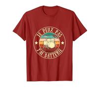 Je Peux Pas j’AI Batterie Humour Batteur Homme idée Cadeau T-Shirt, Homme, Canneberge, S