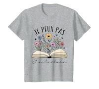 Je Peux Pas J’ AI Lecture Cadeau Livre Fleurs pour Lectrice T-Shirt, Enfant, Gris Chiné, 3 Ans