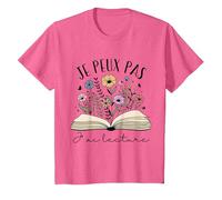 Je Peux Pas J’ AI Lecture Cadeau Livre Fleurs pour Lectrice T-Shirt, Enfant, Rose Chiné, 6 Ans