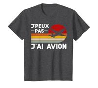 Je Peux Pas J'Ai Avion Humour Pilote Hôtesse Steward Cadeau T-Shirt, Enfant, Chiné Foncé, 8 Ans