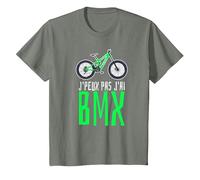 Je Peux Pas J'Ai BMX - idée Cadeau Humour drôle Cycliste T-Shirt, Enfant, Vert Kaki chiné, 3 Ans