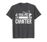 Je Peux Pas J'Ai Chantier Ouvrier du Bâtiment T-Shirt, Homme, Chiné Foncé, M