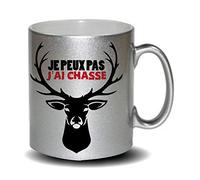je peux pas j'ai chasse mug métalisé cadeau fête des mères, fête des pères ou toutes autres occasions. Tasse cadeau, bol cadeau, tasse pailletée,humoristiqueFête des pères