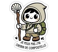 Je Peux Pas J'Ai Chemin de Compostelle Randonneur Autocollant Sticker