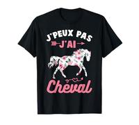 Je peux pas j'ai cheval silhouette cheval fleurs coeur T-Shirt