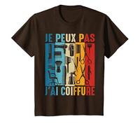 Je Peux Pas J'Ai Coiffure Coiffeur Coiffeuse Barbier Humour T-Shirt, Enfant, Marron, 10 Ans