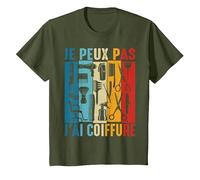Je Peux Pas J'Ai Coiffure Coiffeur Coiffeuse Barbier Humour T-Shirt, Enfant, Olive, 2 Ans