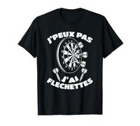 Je Peux Pas J'ai Fléchettes T-Shirt Darts Cadeau Jeu De Fléchettes, Unisex Adulte, Noir, S, Classique, Novelty, Casual, Uni, Col roulé, Manche mi-longue, Coton 100%