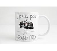 Je peux pas j'ai grand prix. Mug grand prix circuit. cadeau homme course de voitures mécanicien sport automobiles. Idée cadeau papa noël, fête des pères.