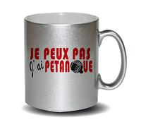 je peux pas j'ai pétanque mug pour Cadeau papa pailleté gris