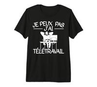 Je Peux Pas J'Ai Télétravail Humour Cadeau Bureau À Domicile T-Shirt Haut de Gamme