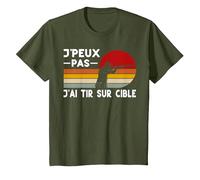 Je Peux Pas J'Ai Tir sur Cible Humour Tireur Sportif T-Shirt, Enfant, Olive, 8 Ans