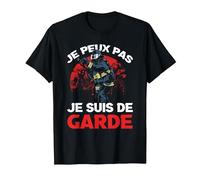 Je Peux Pas Je suis De Garde Pompiers Cadeau Humour Pompier T-Shirt, Homme, Noir, M