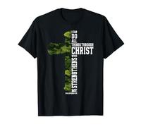 Je Peux Tout Faire grâce à Christ Camouflage Cross Bible T-Shirt
