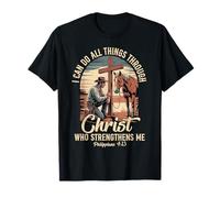 Je Peux Tout Faire grâce à Christ Cowboy Christian Faith T-Shirt