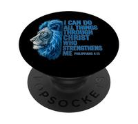 Je Peux Tout Faire grâce à Christ Lion (Philippiens 4:13) PopSockets PopGrip Adhésif