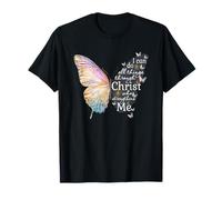 Je Peux Tout Faire grâce au Christ Butterfly Art Christian T-Shirt