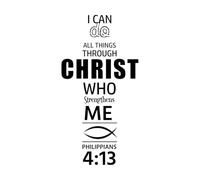 je peux tout faire par le Christ qui me fortifie Stickers muraux 34x66.1cm Fourni avec un kit de film de transfert Noir