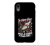 Je Pique Fort mais Je Souris Plus Fort Infirmière Coque pour iPhone XR